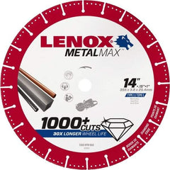 Lenox - 14" 25/30 Grit Diamond Cutoff Wheel - 0.15" Thick, 1" Arbor, 5,300 Max RPM, Use with Gas Powered Saws - Makers Industrial Supply