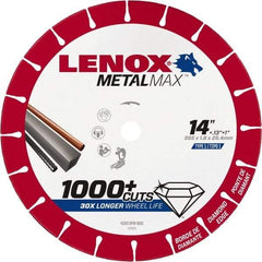 Lenox - 14" 25/30 Grit Diamond Cutoff Wheel - 0.13" Thick, 1" Arbor, 4,300 Max RPM, Use with Stationary Tools - Makers Industrial Supply