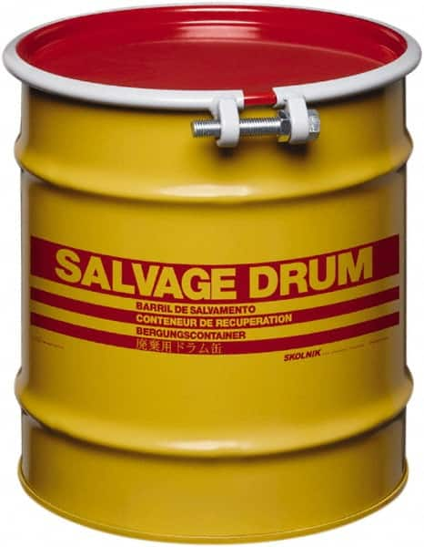 Made in USA - 10 Gallon Cylindrical Carbon Steel Open Head Drum - 17" High x 14" Diam - Makers Industrial Supply