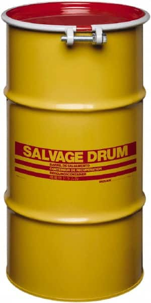 Made in USA - 16 Gallon Cylindrical Carbon Steel Open Head Drum - 27" High x 14" Diam - Makers Industrial Supply