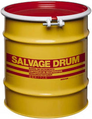 Made in USA - 20 Gallon Yellow with Red Cover Carbon Steel Open Head Drum - 19-1/4" High x 18-1/4" Diam - Makers Industrial Supply