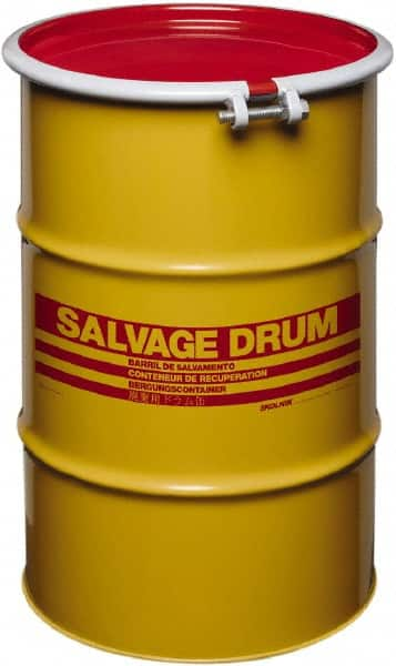 Made in USA - 30 Gallon Cylindrical Carbon Steel Open Head Drum - 27-1/2" High x 18-1/4" Diam - Makers Industrial Supply