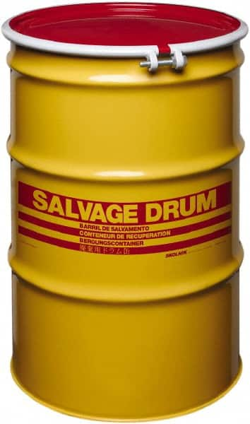 Made in USA - 55 Gallon Cylindrical Carbon Steel Open Head Drum - 33" High x 22-1/2" Diam - Makers Industrial Supply