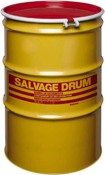 Made in USA - 85 Gallon Cylindrical Carbon Steel Open Head Drum - 37" High x 26" Diam - Makers Industrial Supply