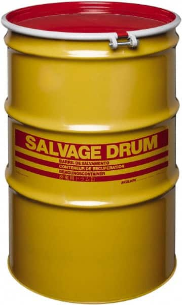 Made in USA - 85 Gallon Cylindrical Carbon Steel Open Head Drum - 37" High x 26" Diam - Makers Industrial Supply