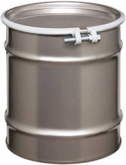 Made in USA - 10 Gallon Cylindrical Stainless Steel Open Head Drum - 17" High x 14" Diam - Makers Industrial Supply