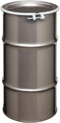 Made in USA - 16 Gallon Cylindrical Stainless Steel Open Head Drum - 27" High x 14" Diam - Makers Industrial Supply