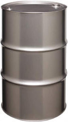 Made in USA - 55 Gallon Cylindrical Stainless Steel Tight Head Drum - 33" High x 22-1/2" Diam - Makers Industrial Supply