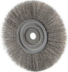 Weiler - 8" OD, 3/4" Arbor Hole, Crimped Stainless Steel Wheel Brush - 0.0118" Filament Diam - Makers Industrial Supply