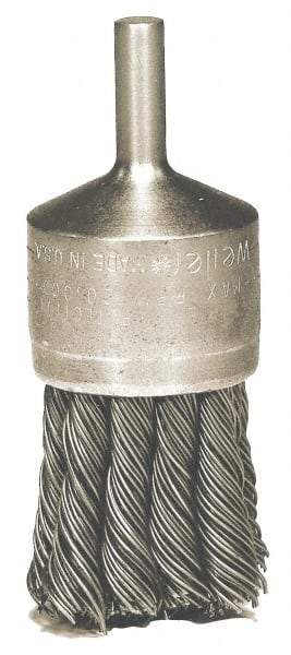 Weiler - 1-1/8" Brush Diam, Knotted, End Brush - 1/4" Diam Shank, 20,000 Max RPM - Makers Industrial Supply