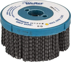 Weiler - 4" 80 Grit Silicon Carbide Disc Brush - Medium Grade, Plain Hole Connector, 1-1/2" Trim Length, 7/8" Arbor Hole - Makers Industrial Supply