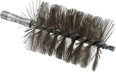 Schaefer Brush - 4-1/2" Brush Length, 3" Diam, Double Stem, Single Spiral Tube Brush - 7-1/4" Long, Stainless Steel, 1/4" NPSM Male Connection - Makers Industrial Supply