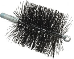 Schaefer Brush - 4-1/2" Brush Length, 4" Diam, Double Stem, Double Spiral Tube Brush - 7-1/2" Long, Tempered Steel Wire, 1/4" NPT Male Connection - Makers Industrial Supply