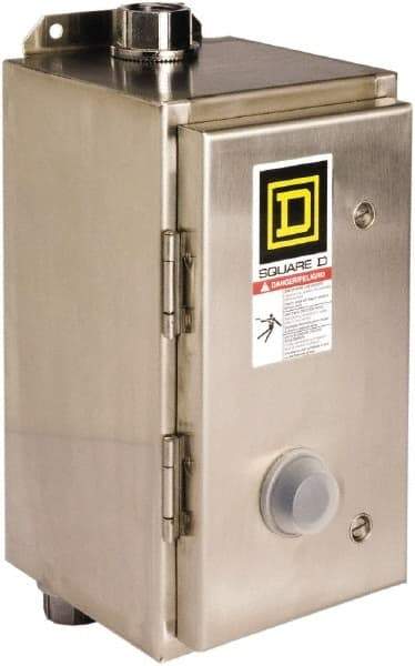 Square D - 440 Coil VAC at 50 Hz, 480 Coil VAC at 60 Hz, 18 Amp, Nonreversible Enclosed Enclosure NEMA Motor Starter - 3 Phase hp: 3 at 200 VAC, 3 at 230 VAC, 5 at 460 VAC, 5 at 575 VAC, 4x Enclosure Rating - Makers Industrial Supply