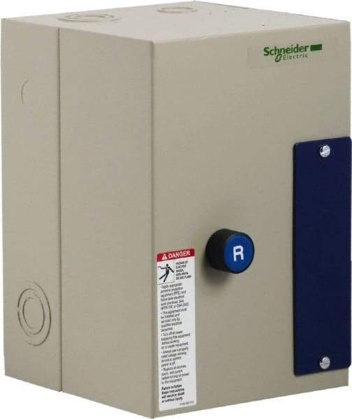 Schneider Electric - 3 Pole, 25 Amp, 120 Coil VAC, Nonreversible Enclosed IEC Motor Starter - 1 Phase Hp: 2 at 120 VAC, 3 at 240 VAC, 3 Phase Hp: 15 at 460 VAC, 20 at 575 VAC, 7.5 at 208 VAC, 7.5 at 230 VAC - Makers Industrial Supply