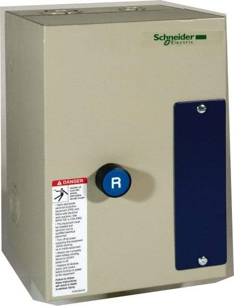 Schneider Electric - 9 Amp, 600 Coil VAC, Nonreversible Enclosed IEC Motor Starter - 1 Phase Hp: 0.3 at 120 VAC, 1 at 240 VAC, 3 Phase Hp: 2 at 208 VAC, 2 at 230 VAC, 5 at 460 VAC, 7.5 at 575 VAC - Makers Industrial Supply