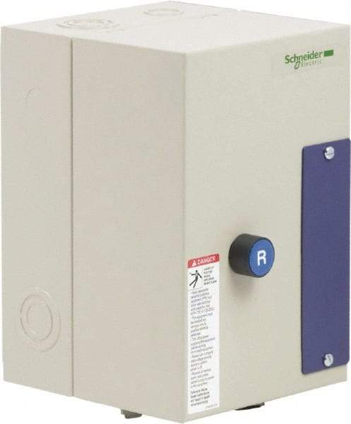 Schneider Electric - 9 Amp, 24 Coil VAC, Nonreversible Enclosed IEC Motor Starter - 1 Phase Hp: 0.3 at 120 VAC, 1 at 240 VAC, 3 Phase Hp: 2 at 208 VAC, 2 at 230 VAC, 5 at 460 VAC, 7.5 at 575 VAC - Makers Industrial Supply