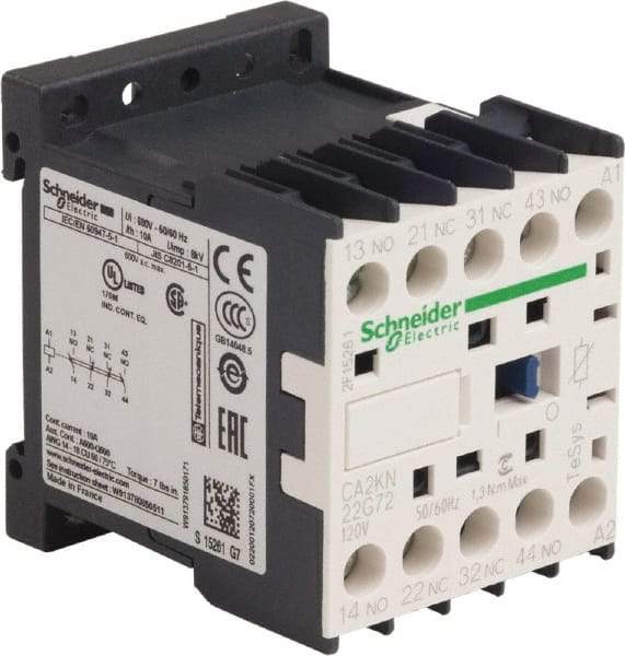 Schneider Electric - 2NC/2NO, 120 VAC at 50/60 Hz Control Relay - 17 V - Makers Industrial Supply