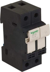 Schneider Electric - 2 Pole, 600 Volt, 32 Amp, DIN Rail Mount Fuse Holder - Compatible with 38mm Long x 35mm Wide and 10mm Diameter Fuse - Makers Industrial Supply