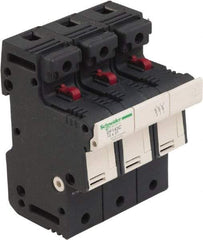 Schneider Electric - 3 Pole, 600 Volt, 50 Amp, DIN Rail Mount Fuse Holder - Compatible with 51mm Long x 70mm Wide and 14mm Diameter Fuse - Makers Industrial Supply