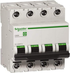 Schneider Electric - 40 Amp, 440 VAC, 4 Pole, DIN Rail Mounted Miniature Circuit Breaker - Magnetic Trip, Multiple Breaking Capacity Ratings, 18-2 AWG, 76mm Deep x 81mm High x 72mm Wide - Makers Industrial Supply