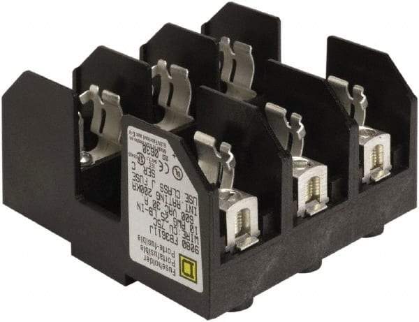 Square D - 3 Pole, 600 Volt, 30 Amp, DIN Rail Mount Fuse Holder - Compatible with J Class Fuse - Makers Industrial Supply