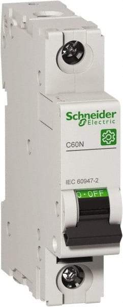 Schneider Electric - 6 Amp, 440 VAC, 1 Pole, DIN Rail Mounted Miniature Circuit Breaker - Magnetic Trip, Multiple Breaking Capacity Ratings, 18-4 AWG, 76mm Deep x 81mm High x 18mm Wide - Makers Industrial Supply