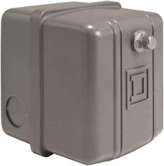 Square D - 1 NEMA Rated, DPST, 60 to 80 psi, Electromechanical, Snap Action Pressure and Level Switch - Adjustable Pressure, 460/575 VAC, 1/4 Inch Connector, Screw Terminal, For Use with Air Compressors, Power Circuits, Water Pumps - Makers Industrial Supply