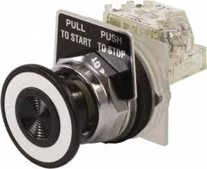 Schneider Electric - 30mm Mount Hole, Extended Mushroom Head, Pushbutton Switch with Contact Block - Round, Black Pushbutton, Maintained (MA) - Makers Industrial Supply