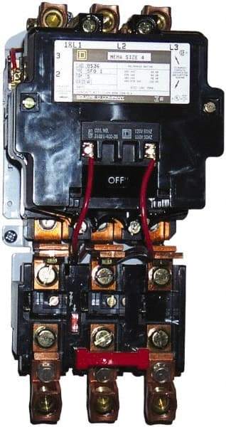 Square D - 110 Coil VAC at 50 Hz, 120 Coil VAC at 60 Hz, 135 Amp, NEMA Size 4, Nonreversible Open Enclosure NEMA Motor Starter - Makers Industrial Supply