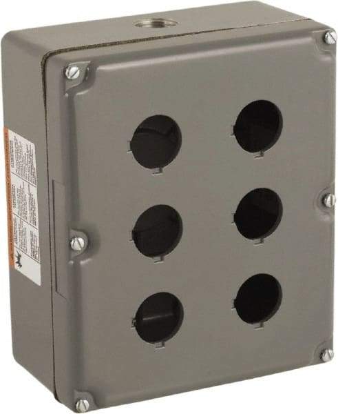 Schneider Electric - 6 Hole, 30mm Hole Diameter, Zinc Alloy Pushbutton Switch Enclosure - 3, 4, 13 NEMA Rated - Makers Industrial Supply