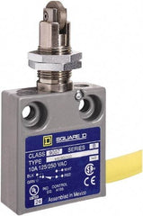 Square D - SPDT, NC/NO, 240 VAC, Prewired Terminal, Roller Plunger Actuator, General Purpose Limit Switch - 1, 2, 4, 6, 6P NEMA Rating, IP67 IPR Rating, Panel Mount, 80 Ounce Operating Force - Makers Industrial Supply