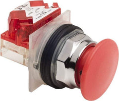 Schneider Electric - 30mm Mount Hole, Extended Mushroom Head, Pushbutton Switch Only - Round, Red Pushbutton, Nonilluminated, Maintained (MA), On-Off - Makers Industrial Supply