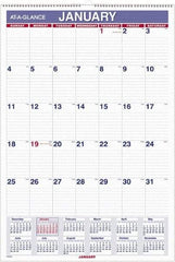 AT-A-GLANCE - 12 Sheet, 5-1/2 x 8-1/2", Wall Calendar - White - Makers Industrial Supply