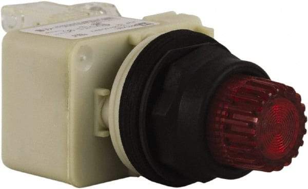 Schneider Electric - 30mm Mount Hole, Extended Straight, Pushbutton Switch with Contact Block - Red Pushbutton, Momentary (MO) - Makers Industrial Supply