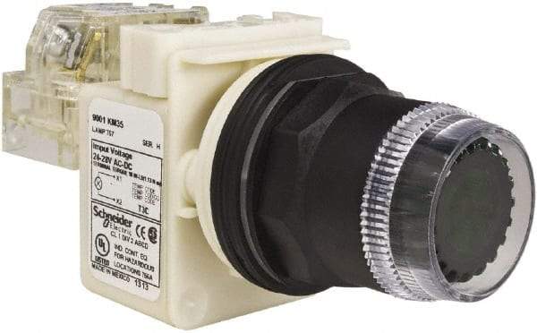 Schneider Electric - 30mm Mount Hole, Extended Straight, Pushbutton Switch with Contact Block - Green Pushbutton, Momentary (MO) - Makers Industrial Supply