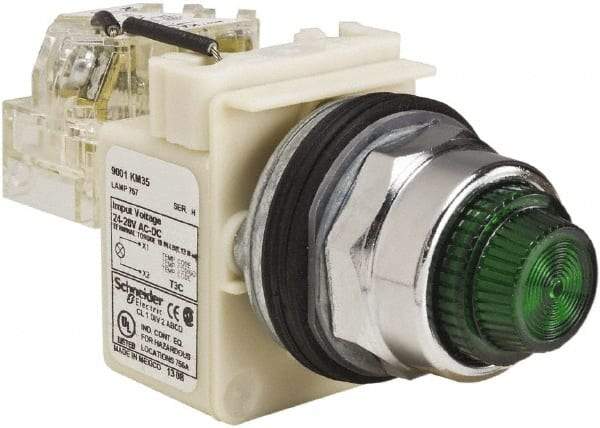 Schneider Electric - 120 VAC Green Lens Indicating Light - Screw Clamp Connector - Makers Industrial Supply