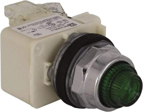 Schneider Electric - 24 V Green Lens LED Press-to-Test Indicating Light - Octagonal Lens, Screw Clamp Connector - Makers Industrial Supply