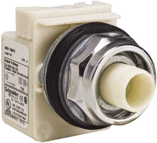 Schneider Electric - 1.18 Inch Mount Hole, Extended Straight, Pushbutton Switch Only - Round, Illuminated, Maintained (MA), Weatherproof, Dust and Oil Resistant - Makers Industrial Supply