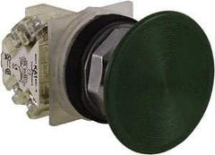 Schneider Electric - 30mm Mount Hole, Extended Straight, Pushbutton Switch with Contact Block - Green Pushbutton, Momentary (MO) - Makers Industrial Supply