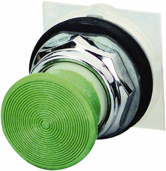 Schneider Electric - 1.18 Inch Mount Hole, Extended Straight, Pushbutton Switch Only - Round, Green Pushbutton, Momentary (MO), Weatherproof, Dust and Oil Resistant - Makers Industrial Supply