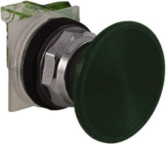 Schneider Electric - 30mm Mount Hole, Extended Straight, Pushbutton Switch with Contact Block - Green Pushbutton, Momentary (MO) - Makers Industrial Supply