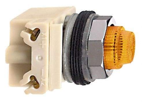 Schneider Electric - 120 V Amber Lens LED Pilot Light - Round Lens, Screw Clamp Connector - Makers Industrial Supply