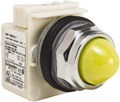 Schneider Electric - 28 V Yellow Lens LED Pilot Light - Round Lens, Screw Clamp Connector - Makers Industrial Supply