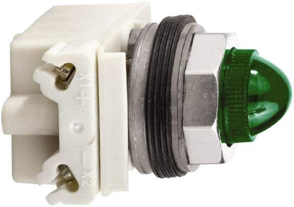 Schneider Electric - 120 V Green Lens Incandescent Pilot Light - Round Lens, Screw Clamp Connector - Makers Industrial Supply