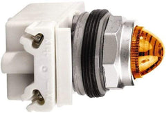 Schneider Electric - 120 V Amber Lens Incandescent Pilot Light - Round Lens, Screw Clamp Connector - Makers Industrial Supply