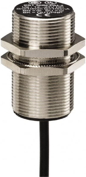 Telemecanique Sensors - PNP, 10mm Detection, Cylinder, Inductive Proximity Sensor - 3 Wires, IP67, 12 to 24 VDC, M30x1.5 Thread, 52mm Long - Makers Industrial Supply