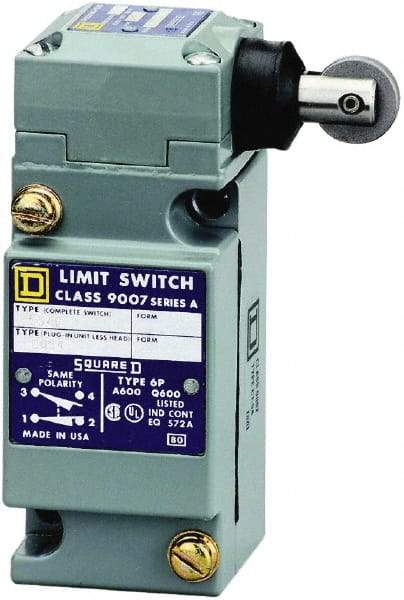 Square D - SPDT, NC/NO, 600 Volt Screw Terminal, Roller Plunger Actuator, General Purpose Limit Switch - 1, 2, 4, 6, 12, 13, 6P NEMA Rating, IP67 IPR Rating - Makers Industrial Supply