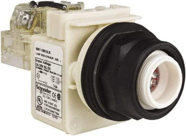 Schneider Electric - 28 V Red Lens LED Pilot Light - Round Lens, Screw Clamp Connector, 54mm OAL x 42mm Wide, Vibration Resistant - Makers Industrial Supply