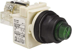 Schneider Electric - 120 V Green Lens Press-to-Test Indicating Light - Round Lens, Screw Clamp Connector, Corrosion Resistant, Dust Resistant, Oil Resistant - Makers Industrial Supply